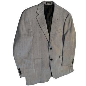 Andrew Fezza Men's Sport Coat Blazer Two Button Gray Herringbone Silk Sz tag ??